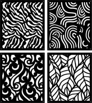 Laser cutting set. Woodcut vector trellis panels. Stock Illustration