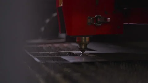 Laser cutting of sheet metal with cnc machine Stock Footage 313998943