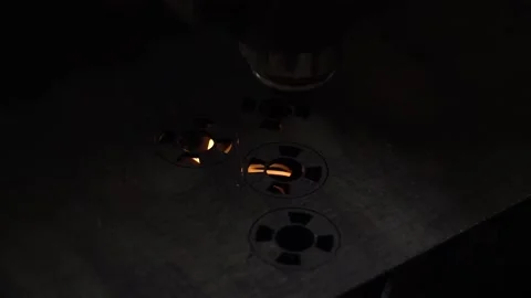 Laser cutting with sparks close up Stock Footage 158888933
