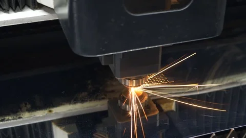 Laser cutting technology of flat sheet metal steel material processing Stock Footage 102438173