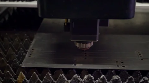 Laser cutting technology of flat sheet metal steel material processing Stock Footage 109161994