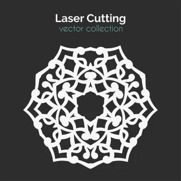 Laser Cutting Template. Round Card. Die Cut Mangala Stock Illustration