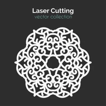 Laser Cutting Template. Round Card. Die Cut Mangala Illustrazione stock