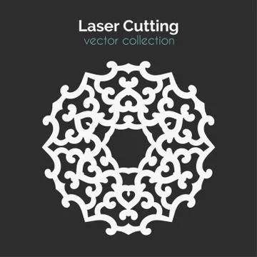 Laser Cutting Template. Round Card. Die Cut Mangala Illustrazione stock