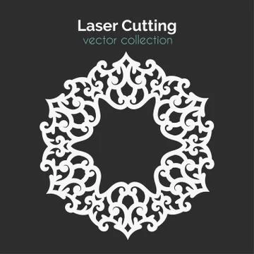 Laser Cutting Template. Round Card. Die Cut Mangala Stock Illustration