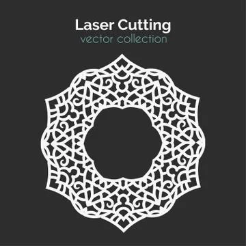 Laser Cutting Template. Round Card. Die Cut Mangala Stock Illustration