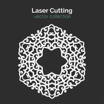 Laser Cutting Template. Round Card. Die Cut Mangala Stock Illustration