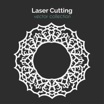Laser Cutting Template. Round Card. Die Cut Mangala Stock Illustration