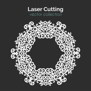 Laser Cutting Template. Round Card. Die Cut Mangala Stock Illustration
