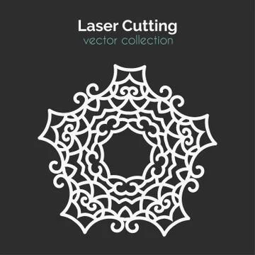 Laser Cutting Template. Round Card. Die Cut Mangala Stock Illustration