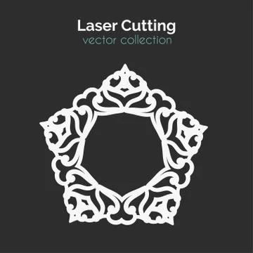 Laser Cutting Template. Round Card. Die Cut Mangala Stock Illustration