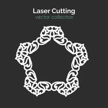 Laser Cutting Template. Round Card. Die Cut Mangala Stock Illustration