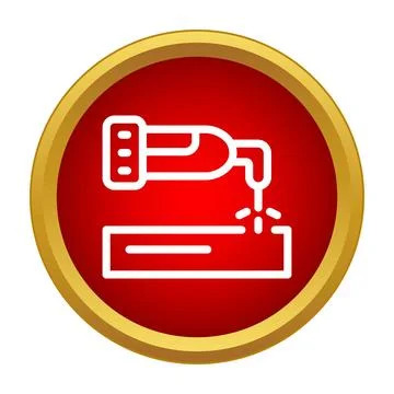 Laser cutting tool working on metal material icon Stock Illustration