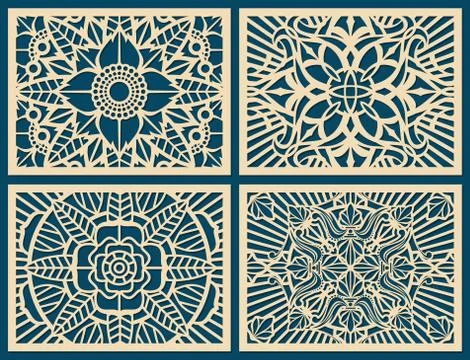 Laser cutting wall pattern canvas vector template panel Stock Illustration