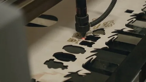 Laser cutting on wood Video stock 73889639