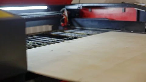 Laser cutting wood machine Stock Footage 87812438