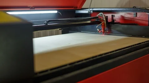 Laser cutting wood machine Stock Footage 87812453