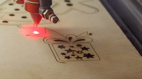 Laser cutting wood machine Stock Footage 87812513