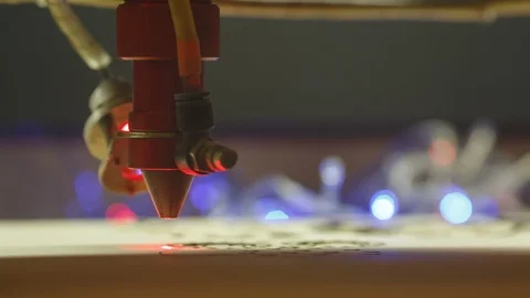 Laser cutting wood machine Stock Footage 87812536