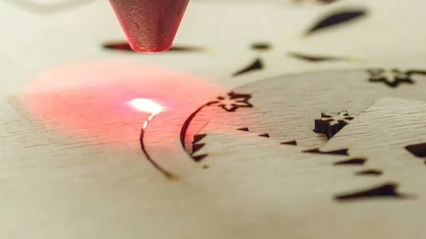 Laser cutting wood machine Stock Footage 87812557