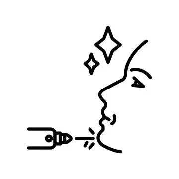 Laser dermatology icon linear logo mark in black and white Stock Illustration