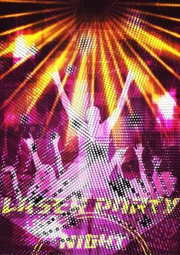 Laser Disco Party Poster with Crowd Background Template - Vector Illustration Stock Illustration