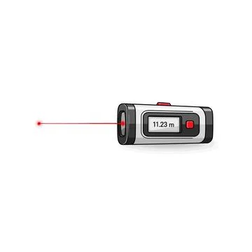 Laser distance meter device emitting red beam, professional measurement tool Stock Illustration