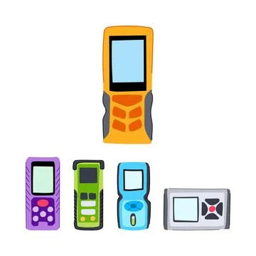 Laser distance meter measuring tools collection Stock Illustration