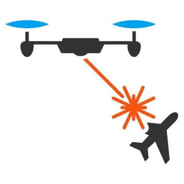 Laser Drone Attacks Airplane Icon Illustrazione stock