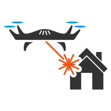 Laser Drone Attacks House Icon Illustrazione stock