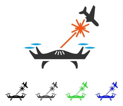 Laser Drone Strikes Airplane Flat Icon 스톡 일러스트