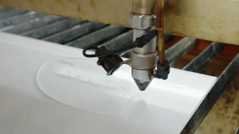 Laser engraves on work surface close up. Using robots to optimize workflow Stock Footage 238540814