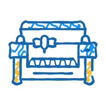 Laser engraving and cutting machine icon doodle illustration Illustration
