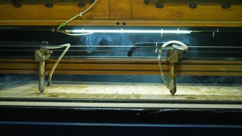 Laser engraving with the help of two lasers of different figurines for the Stock Footage 292693120