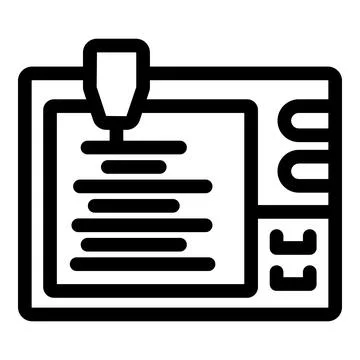 Laser engraving machine creating lines on material Stock Illustration