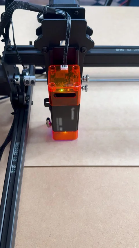 Laser engraving machine cutting pattern, close up Stock Footage 318439398