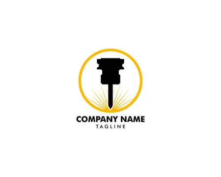 Laser engraving machine vector design logo template Stock Illustration