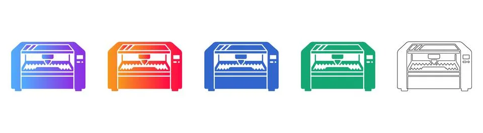 Laser Engraving Machine Vector Icons Stock Illustration