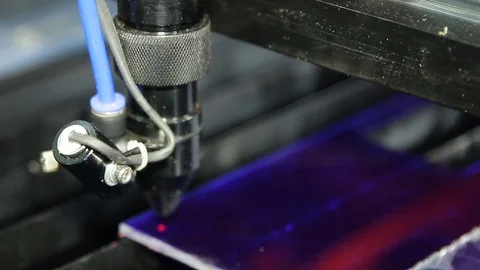 The laser engraving machine works. Close-up of a laser Stock Footage 84785739
