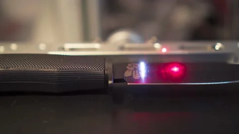 Laser engraving process camera passing by horizontally,feathers pattern on Stock Footage 204037010