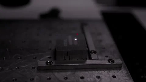Laser engraving the serial number and model of metal piece Video stock 258706489