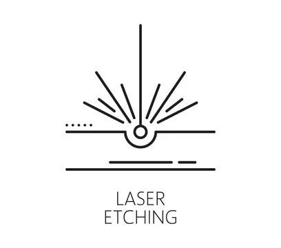 Laser etching production industry line icon Stock Illustration