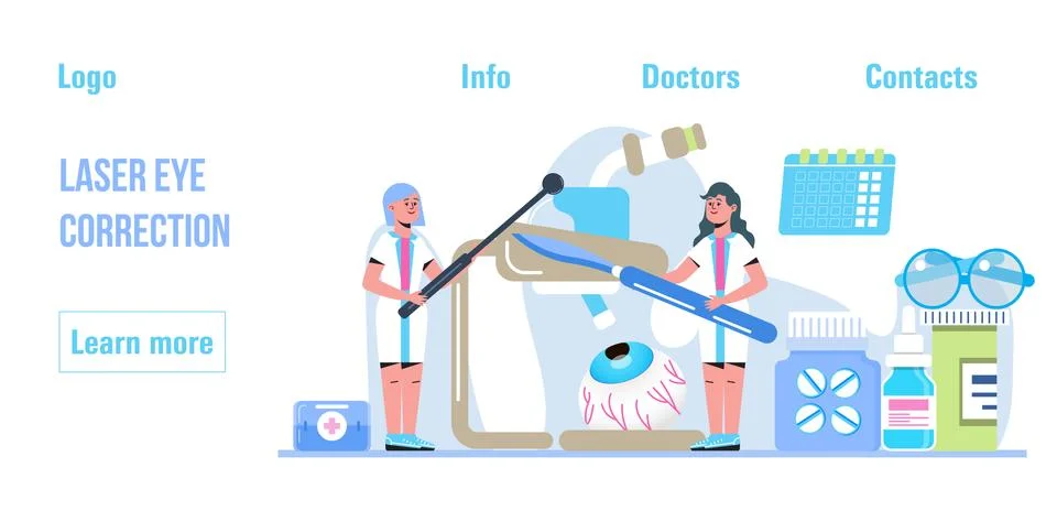 Laser eye correction concept vector. Eye doctor, oculist concept for health c Illustrazione stock