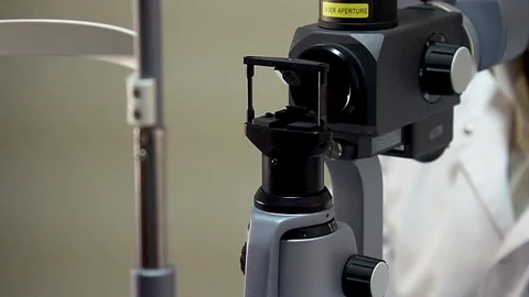 Laser eye examination Stock Footage 99655406