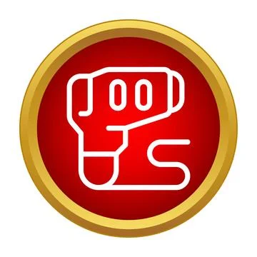 Laser eye surgery equipment icon on red background Stock Illustration