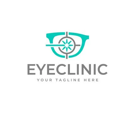 Laser eye surgery logo design. Eye clinic vector design. Glasses and laser sight Stock Illustration