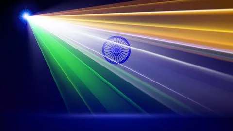 Laser flag of India. Template, background greetings card happy holidays. Indian Stock Illustration