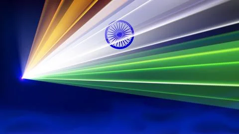 Laser flag of India. Template, background greetings card happy holidays. Indian Stock Illustration