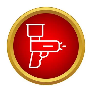Laser gun sci fi icon on red gold circle 스톡 일러스트