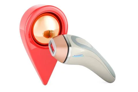 Laser hair removal with map pointer, 3D rendering Laser hair removal with ... Foto stock